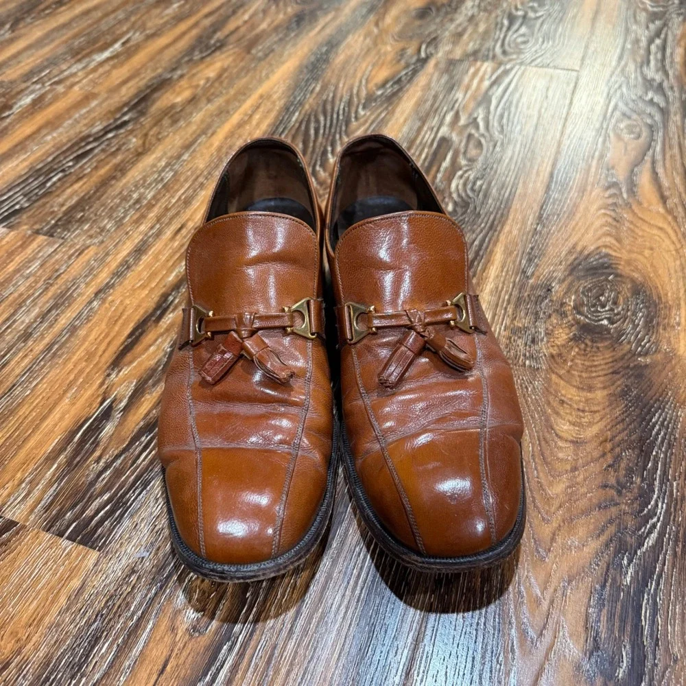 Florsheim Imperial 10 D Tassel Loafers Mens Brown Leather Gold Bit 93055